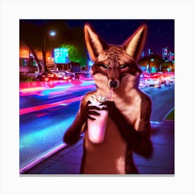 Foxes At Night Canvas Print