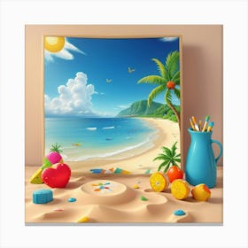 Default On The Beach Mosaic Painting Wall Art 0 Canvas Print