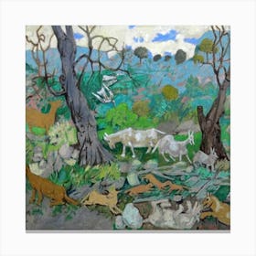 Landscape With Animals Canvas Print