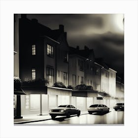 Moonlight In London Amsterdam Houses Canvas Print