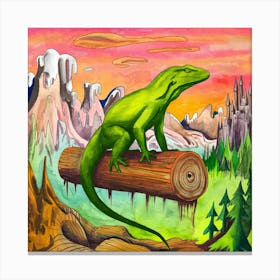 Monitor Lizard On The Log 2 Canvas Print