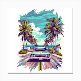 Classic Car On The Road Canvas Print