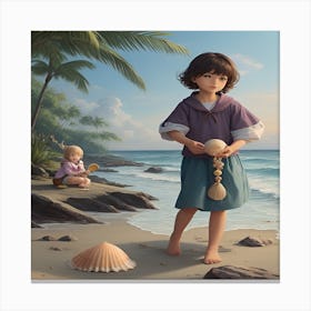 Little Girl On The Beach Canvas Print