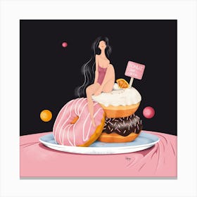 Donut Eat Alone Square Canvas Print