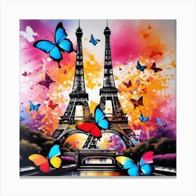 Paris With Butterflies 128 Canvas Print