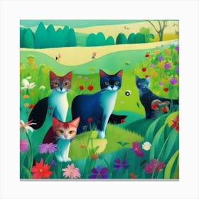 Cats In The Meadow Canvas Print