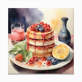 Watercolor Of Pancakes Canvas Print