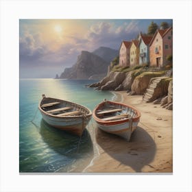 Two Boats On The Beach Canvas Print