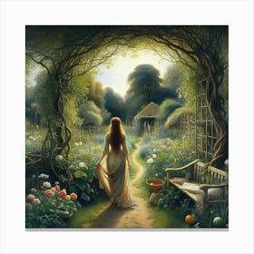 Girl In A Garden 8 Canvas Print