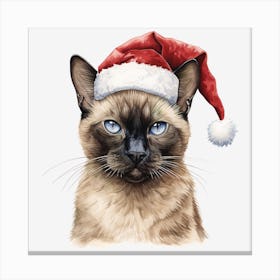 Siamese Cat In Santa Hat 1 Canvas Print