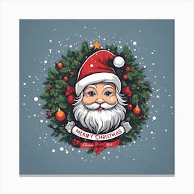 Santa Claus With Wreath Canvas Print