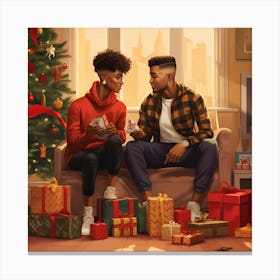 Realistic Black Gay Couple Christmas Stylish Deep Ad87991d Efa4 407f 9e27 Dee1ceb699b9 Canvas Print