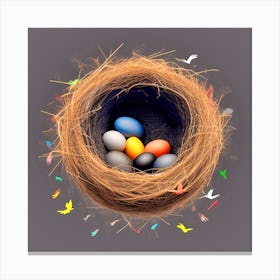 Colorful Birds In A Nest 9 Canvas Print