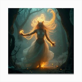 Fairy Girl In The Forest Canvas Print