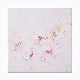 Light Pink Flower Painting Square Canvas Print