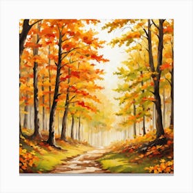 Forest In Autumn In Minimalist Style Square Composition 70 Canvas Print