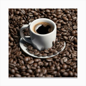 Coffee Cup On Coffee Beans 13 Canvas Print