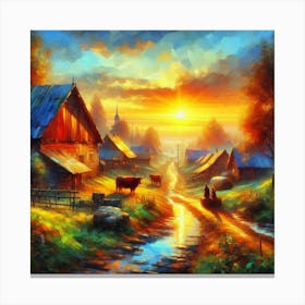 Sunset down The Farm Canvas Print