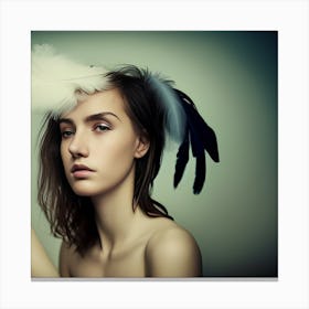 Portrait Of A Woman With Feathers Canvas Print