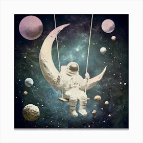 Astronaut On A Swing 1 Canvas Print