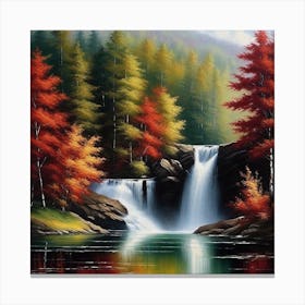 Waterfall In Autumn 23 Canvas Print