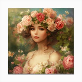 Roses And Butterflies Canvas Print