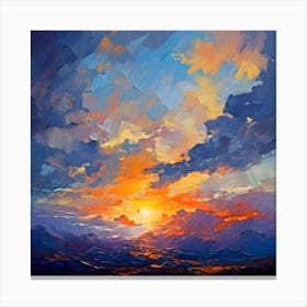 Abstract Colorful Mountain Sunset Canvas Print