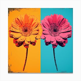 Andy Warhol Style Pop Art Flowers Calendula 4 Square Canvas Print