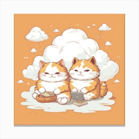 Two Cats On Clouds Canvas Print