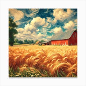 Barn In The Wheat Field 1 Canvas Print