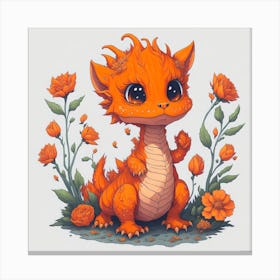 Cute Orange Dragon (5) Canvas Print