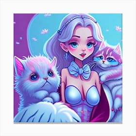 Princess With Cats Canvas Print