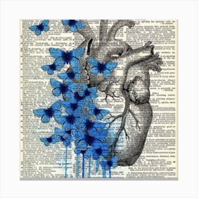 Heart With Butterflies On Dictionary Page Canvas Print