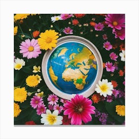 Earth In Flowers Canvas Print
