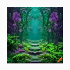 Craiyon 004122 Deep Mauve Trees In Lush Green Mysterious Fairytale Rainforest Canvas Print
