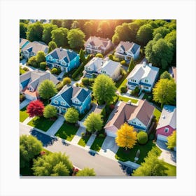 Aerial View Of Residential Neighborhood 1 Canvas Print