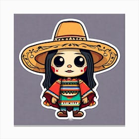 Mexican Pancho Sticker 2d Cute Fantasy Dreamy Vector Illustration 2d Flat Centered By Tim Bu (2) Canvas Print