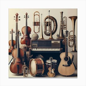 Group Of Musical Instruments Canvas Print