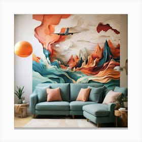 Abstract Mountains Wall Mural Canvas Print