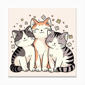 Purrfect Trio - Three cats Canvas Print