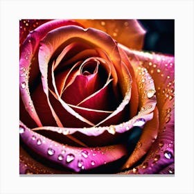 Pink Roses With Raindrops Canvas Print