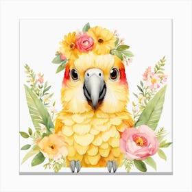 Floral Baby Parrot Nursery Illustration (18) Canvas Print