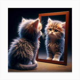 Cat In A Mirror Canvas Print