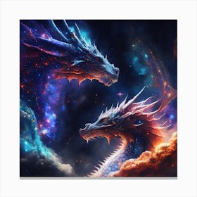 Two Dragons In Space 3 Canvas Print