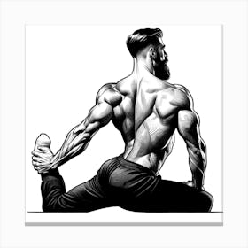 Muscular Man In Yoga Pose Canvas Print