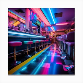 Neon Lights In A Diner Canvas Print