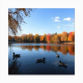 Ducks In The Fall Canvas Print