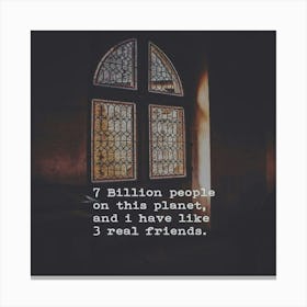 7 Billion People On This Planet And Have Never Had True Friends Canvas Print