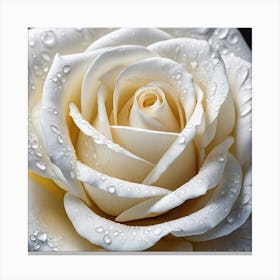 White Rose With Water Droplets 5 Canvas Print