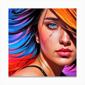 Girl With Colorful Hair 8 Canvas Print